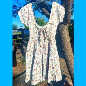 Floral Baby Blue Ruffle Lace Lolita Dress with Shirred Corset Back Cottagecore